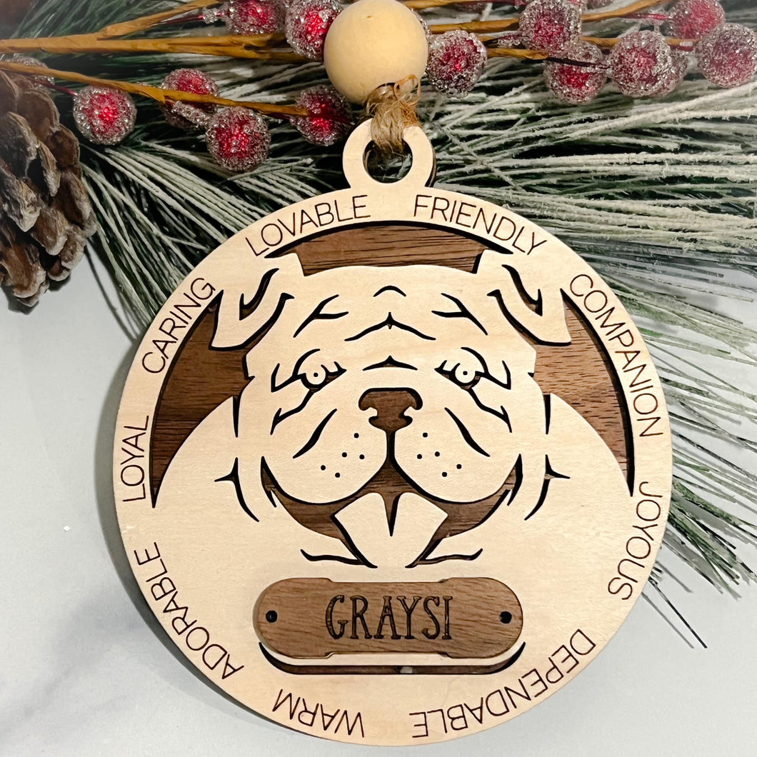 Personalized Bulldog Circle Ornament