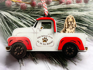 Christmas Truck with Dog Ornament