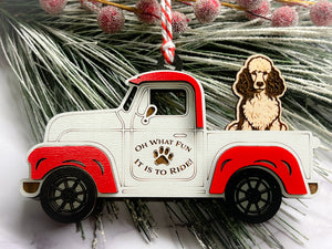 Christmas Truck with Dog Ornament