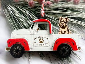 Christmas Truck with Dog Ornament