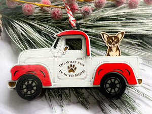 Christmas Truck with Dog Ornament