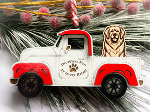 Christmas Truck with Dog Ornament