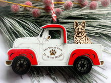 Load image into Gallery viewer, Christmas Truck with Dog Ornament