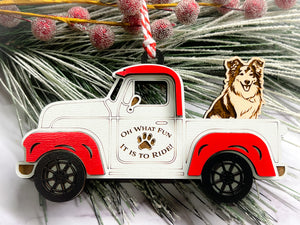 Christmas Truck with Dog Ornament