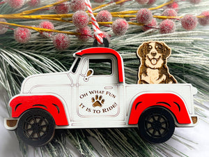 Christmas Truck with Dog Ornament