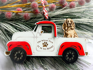 Christmas Truck with Dog Ornament