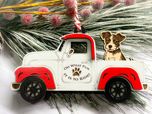 Christmas Truck with Dog Ornament