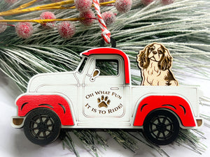 Christmas Truck with Dog Ornament