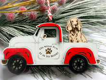 Load image into Gallery viewer, Christmas Truck with Dog Ornament