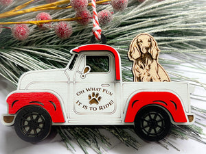 Christmas Truck with Dog Ornament