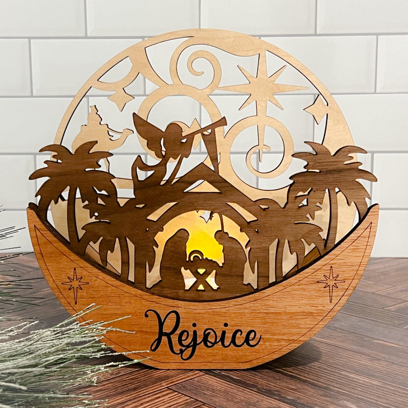 Nativity Scene Round Lantern